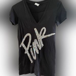 Victoria’s Secret - PINK black V-Neck T-Shirt